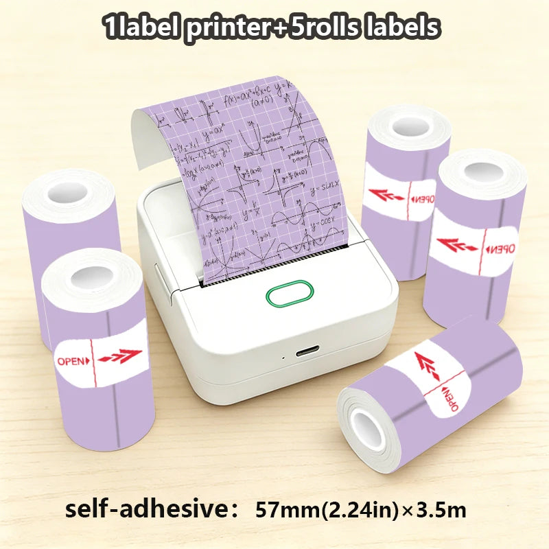 Thermal Mini Printer, Portable Inkless Sticker Maker,Bluetooth Free Cut Small Pocket Printer for Children DIY 57mm Photo Print