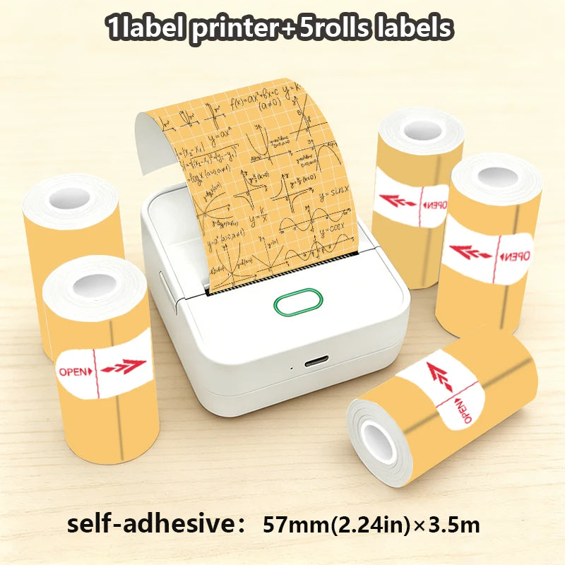 Thermal Mini Printer, Portable Inkless Sticker Maker,Bluetooth Free Cut Small Pocket Printer for Children DIY 57mm Photo Print