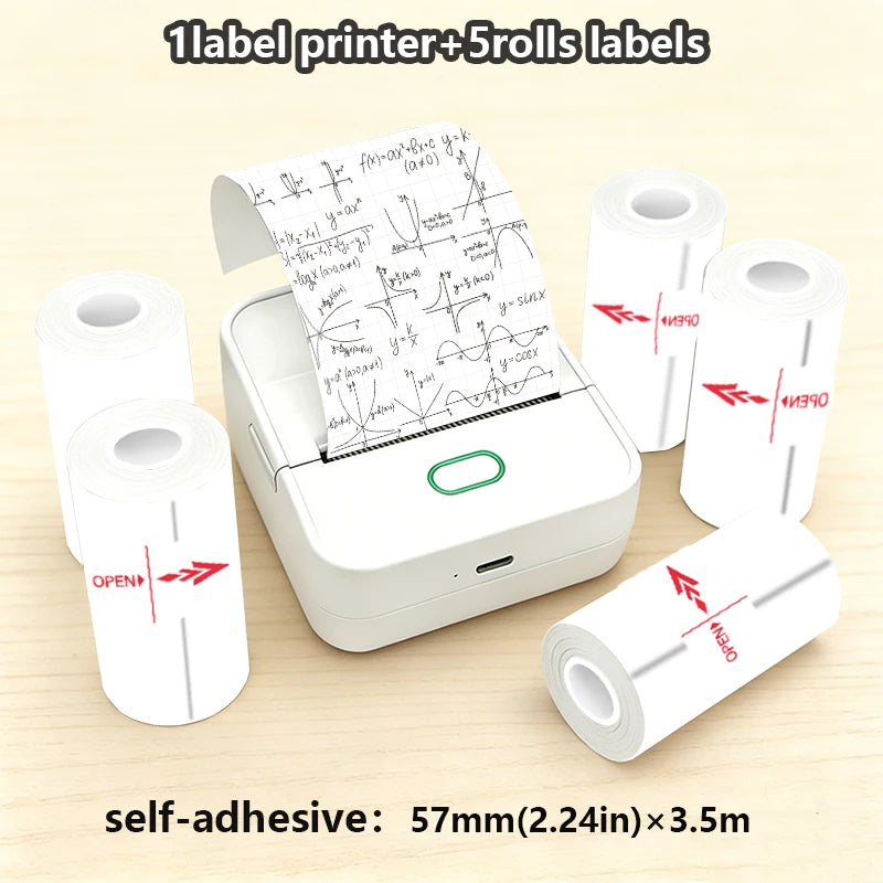 Thermal Mini Printer, Portable Inkless Sticker Maker,Bluetooth Free Cut Small Pocket Printer for Children DIY 57mm Photo Print