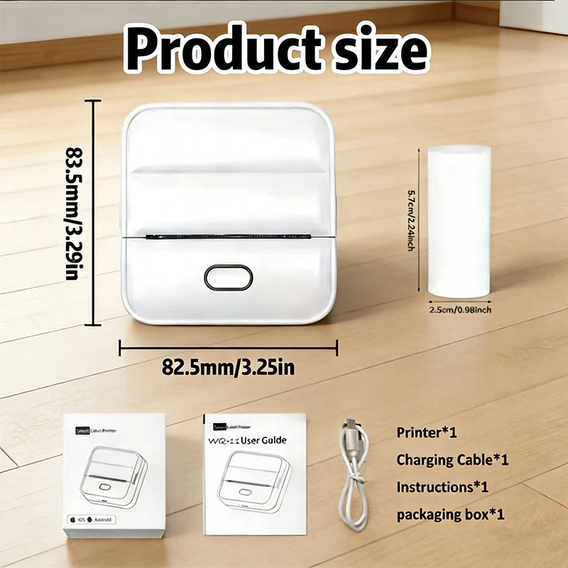 Thermal Mini Printer, Portable Inkless Sticker Maker,Bluetooth Free Cut Small Pocket Printer for Children DIY 57mm Photo Print
