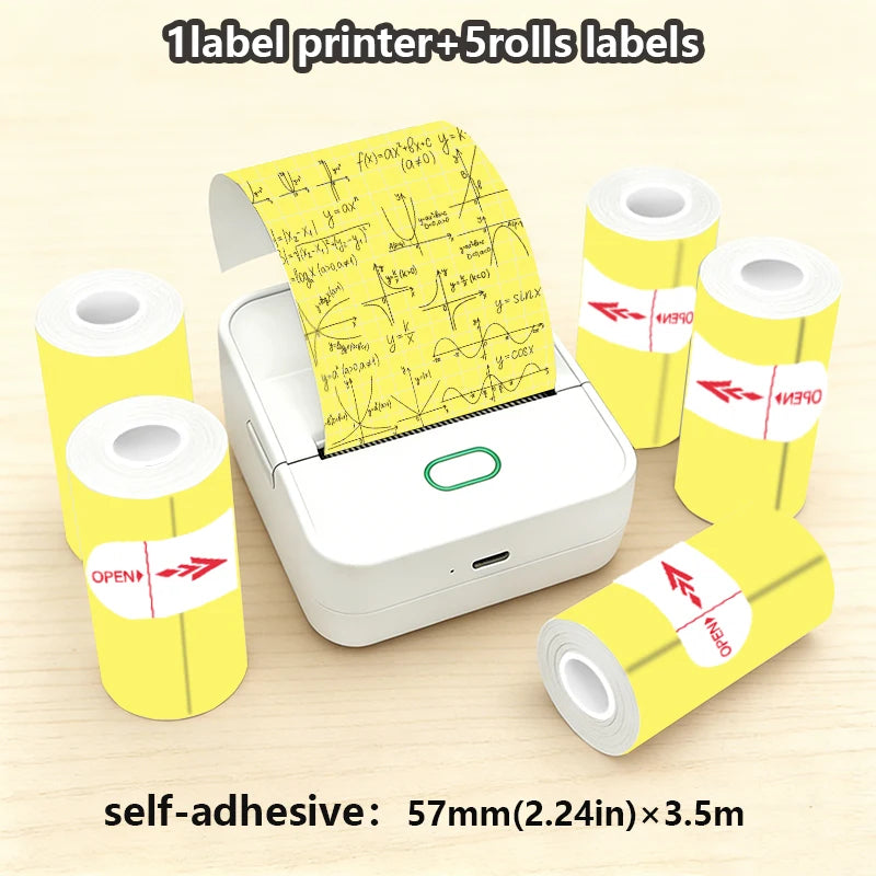 Thermal Mini Printer, Portable Inkless Sticker Maker,Bluetooth Free Cut Small Pocket Printer for Children DIY 57mm Photo Print