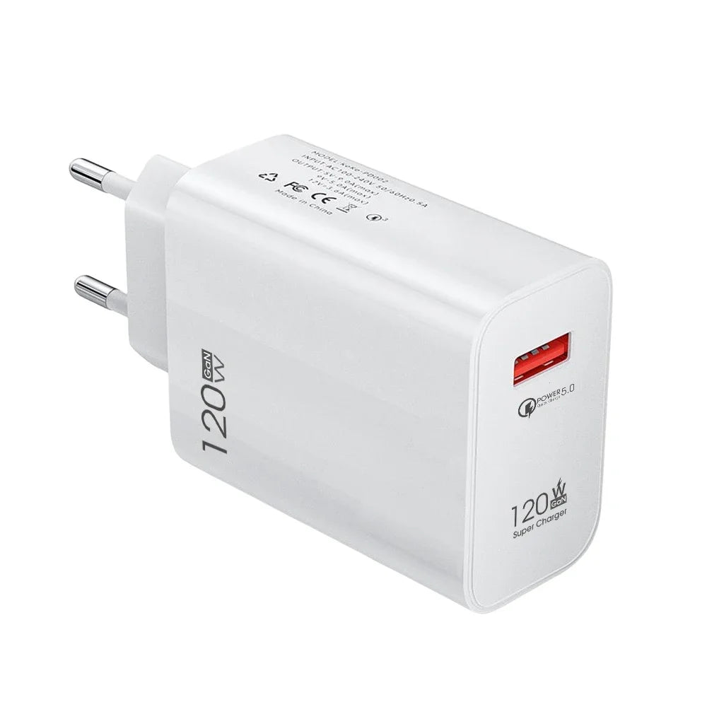 120W Fast Charging USB Charger Adapter For Xiaomi Civi 12S Ultra 12 Lite POCO X5 Redmi Note K50 Power Charger 7A Data Cord Kit