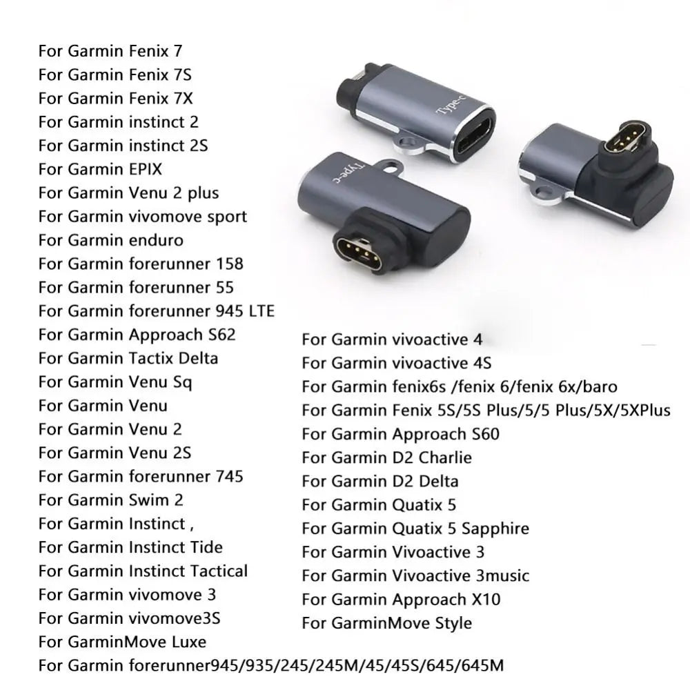 Watch Data Cord Cable Charging Converter USB Female Type C Charger Adapter For Garmin Fenix 7 7S 7X 6 6S 6X 5 5S 5X Venu 2 2S