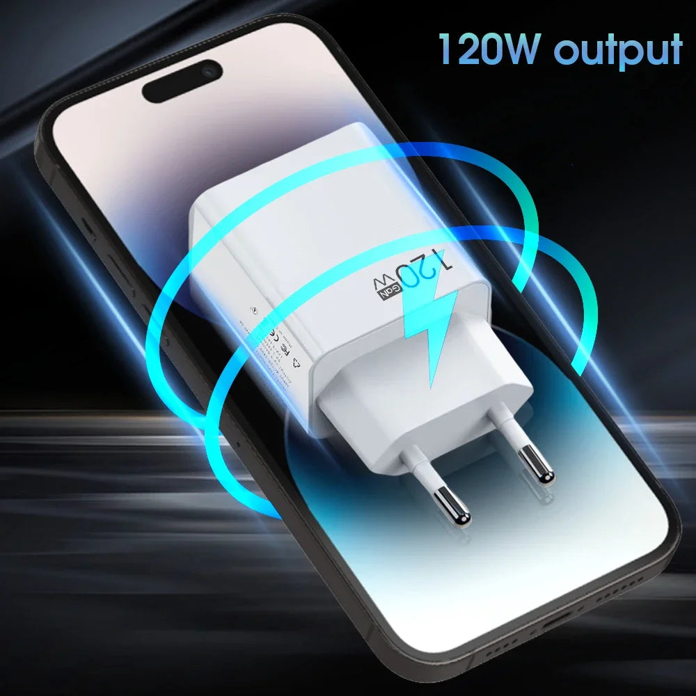 120W Fast Charging USB Charger Adapter For Xiaomi Civi 12S Ultra 12 Lite POCO X5 Redmi Note K50 Power Charger 7A Data Cord Kit