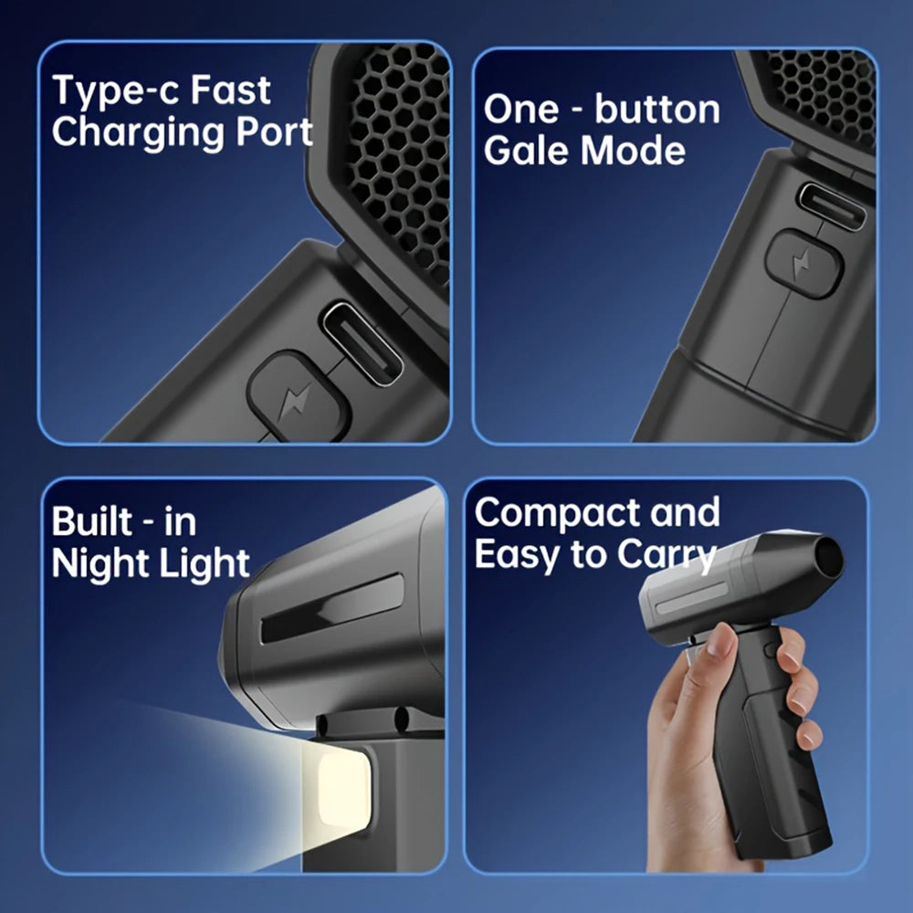 Compressed Air Duster -3000mAh Personal Cooling Mini Fan Turbo Fan,108000RPM Cordless Electric air Duster for Keyboard Cleaning