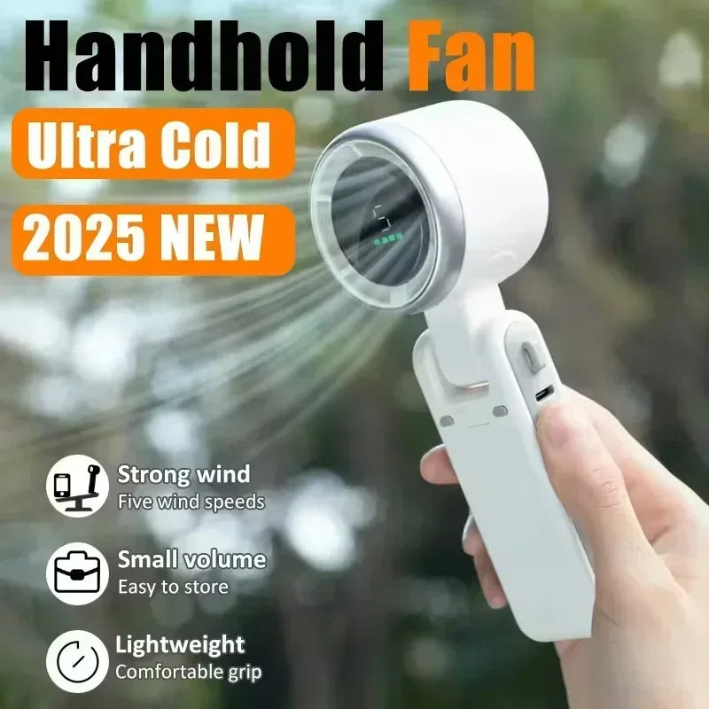 Hanging Neck Outdoor 180 Degree Folding Desktop Mini Fan Hand-held Folding High-speed Powerful Turbo Fan Amagi