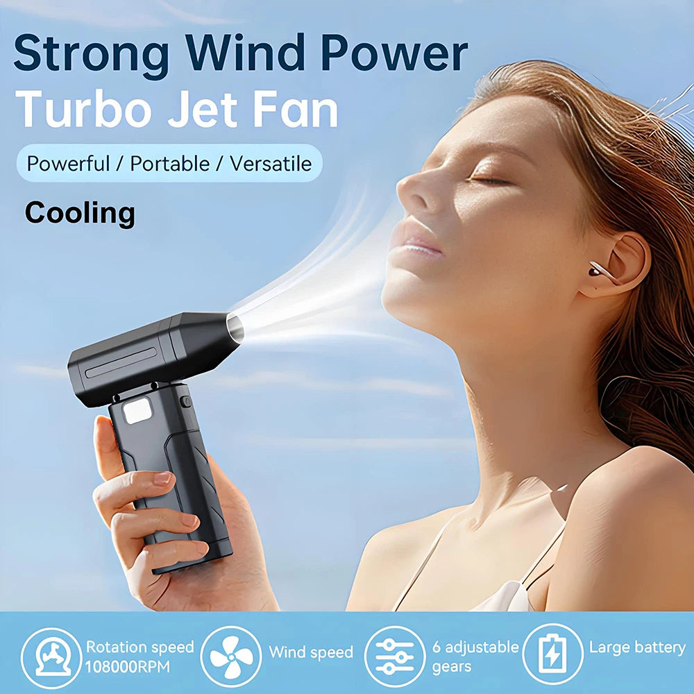 Compressed Air Duster -3000mAh Personal Cooling Mini Fan Turbo Fan,108000RPM Cordless Electric air Duster for Keyboard Cleaning
