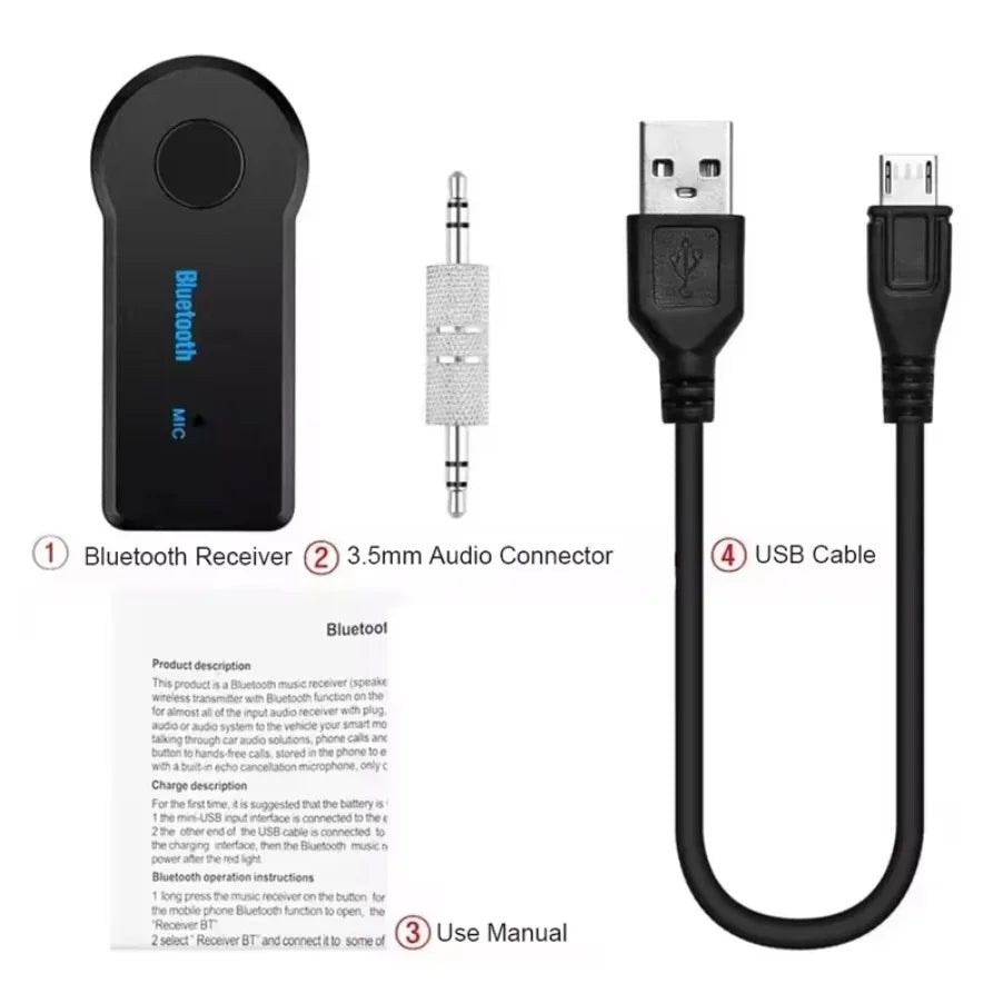 AUX Car Bluetooth Receiver,3.5mm Socket 5.0 Wireless Bluetooth Adapter,Audio Converter Mobile Phone Hands-Free Stereo