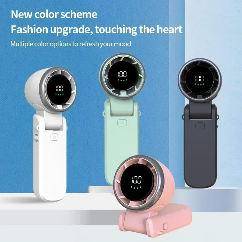 Hanging Neck Outdoor 180 Degree Folding Desktop Mini Fan Hand-held Folding High-speed Powerful Turbo Fan Amagi
