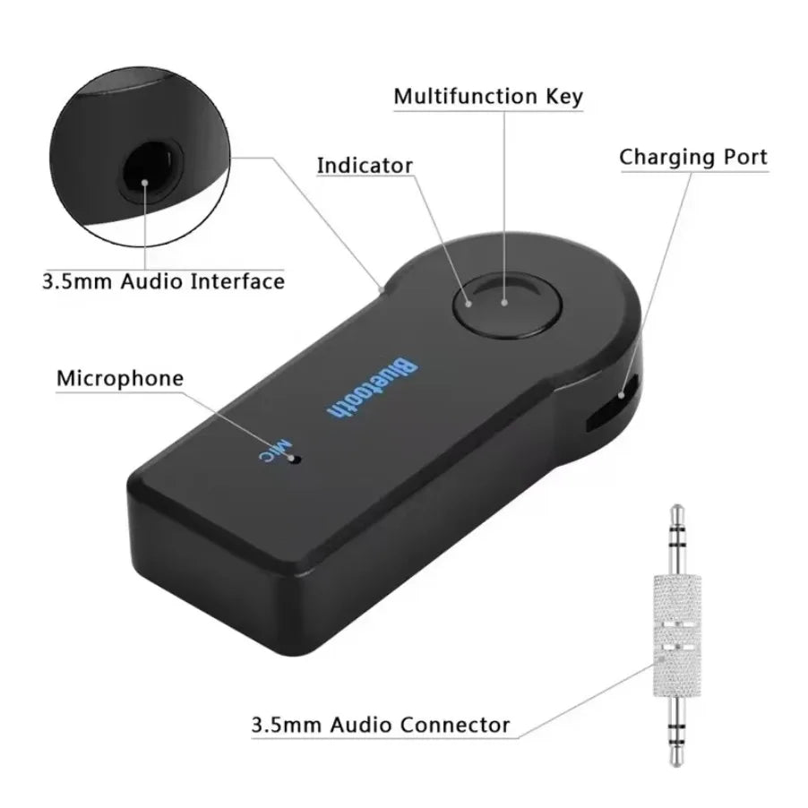 AUX Car Bluetooth Receiver,3.5mm Socket 5.0 Wireless Bluetooth Adapter,Audio Converter Mobile Phone Hands-Free Stereo